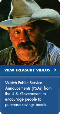 View Treasury Videos:  Watch Public Service Announcements (PSAs) from the U.S. Government to encourage people to purchase savings bonds.